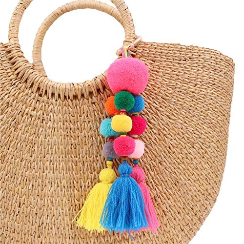 QTMY Colorful Tassel Bag Charm for Women,Layered Tassel Keychain Keyring Purse Handbag Decor Pendant (9) (1) - Image 1