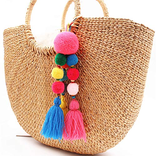 QTMY Colorful Tassel Bag Charm for Women,Layered Tassel Keychain Keyring Purse Handbag Decor Pendant (9) (1) - Image 2