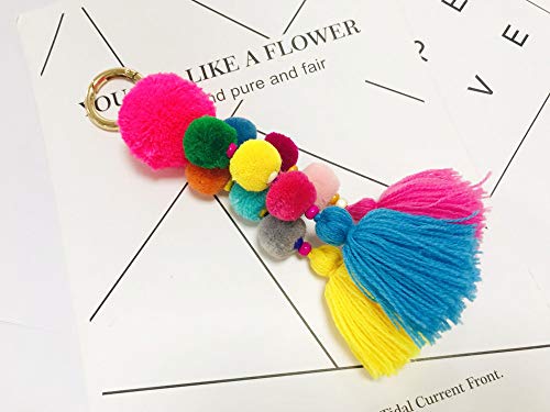 QTMY Colorful Tassel Bag Charm for Women,Layered Tassel Keychain Keyring Purse Handbag Decor Pendant (9) (1) - Image 3