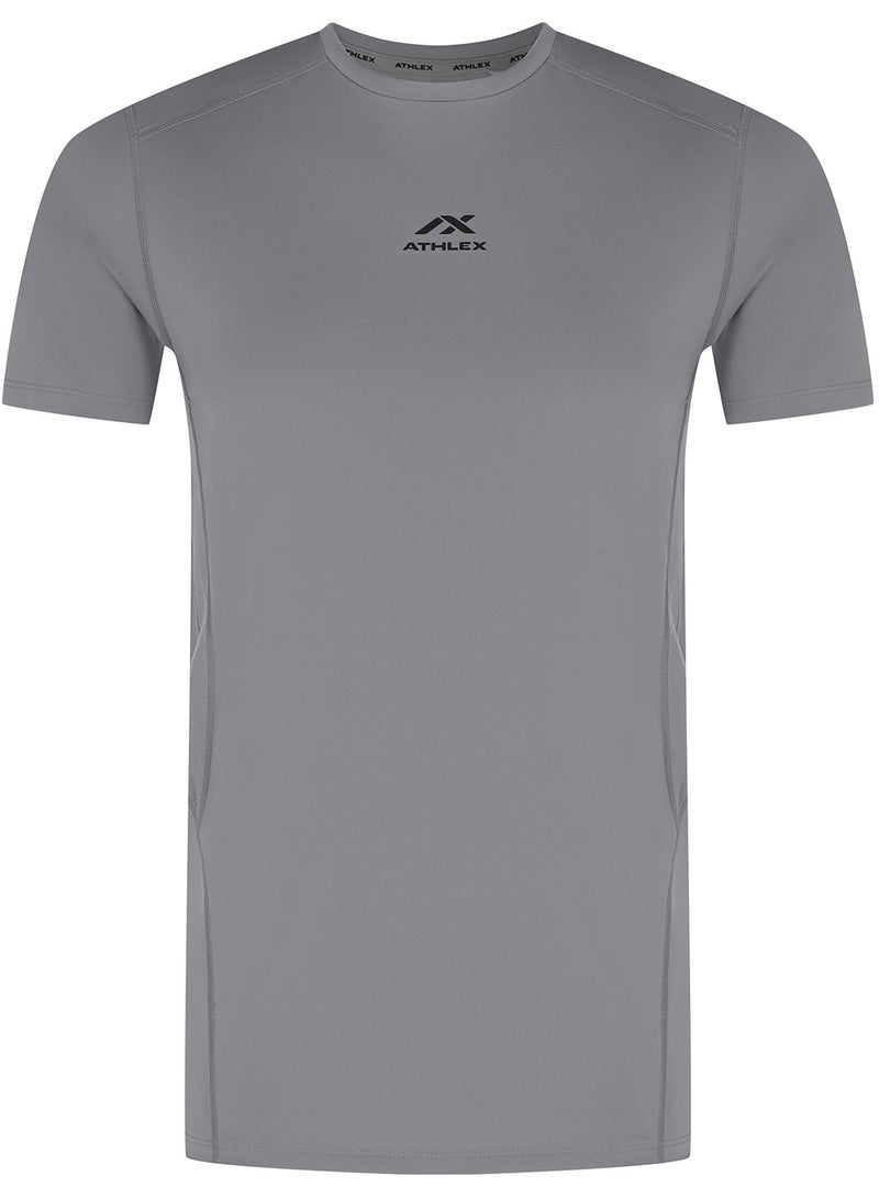 Athlex Men’s FLEX PRO Training T-Shirt Graphite EU 46 – Compression Fit, Anti-Odor, Quick-Dry Gym Tee with Mesh Panels & Muscle Support Tech