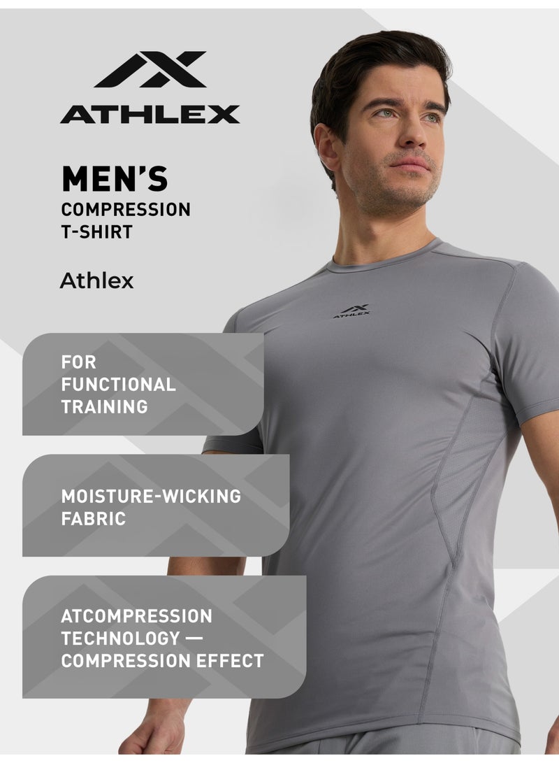 Athlex Men’s FLEX PRO Training T-Shirt Graphite EU 46 – Compression Fit, Anti-Odor, Quick-Dry Gym Tee with Mesh Panels & Muscle Support Tech - Image 2