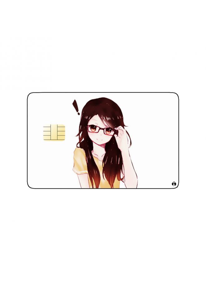 RKN PRINTED BANK CARD STICKER Cute Anime Girl With Glasses - Image 1