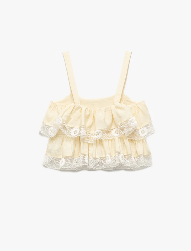 كوتون Ruffle Crop Blouse