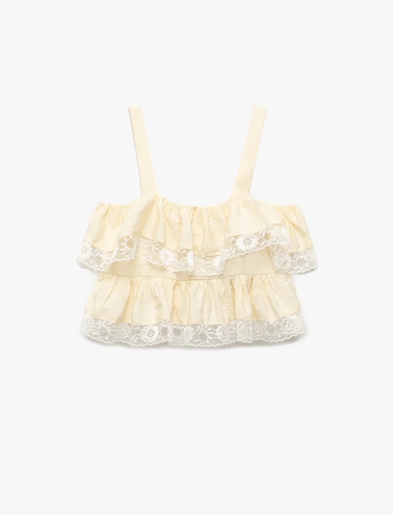 كوتون Ruffle Crop Blouse