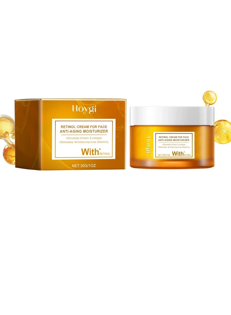 Hoygi Retinol Cream For Faceanti-Aging Moisturizer +Ceramide,Vitamin E.Collagen+Diminishes Wrinkles,Lmproves Elasticity Withretinol 30G - Image 1