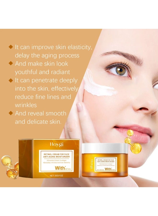 Hoygi Retinol Cream For Faceanti-Aging Moisturizer +Ceramide,Vitamin E.Collagen+Diminishes Wrinkles,Lmproves Elasticity Withretinol 30G - Image 4