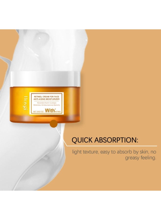 Hoygi Retinol Cream For Faceanti-Aging Moisturizer +Ceramide,Vitamin E.Collagen+Diminishes Wrinkles,Lmproves Elasticity Withretinol 30G - Image 5