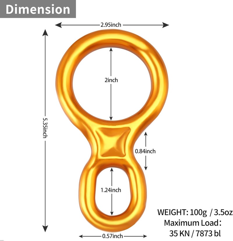 SOB Rescue Figure 8 Descender Belaying Belay Device Rock Climbing Rappelling Gear Aluminum Magnesium Alloy for Climbing,High Rescue,Mountaineering - Image 4