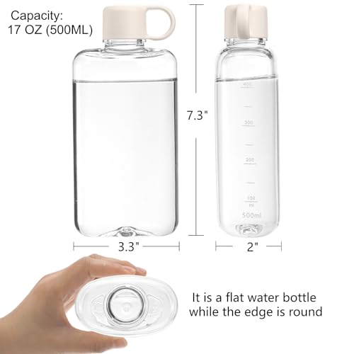 ZEAYEA 2 Pack Portable Flat Water Bottles 17 oz BPA Free Slim Drinking Bottle Plastic Travel Water Bottles for Gym Camping Office Travel - Image 3