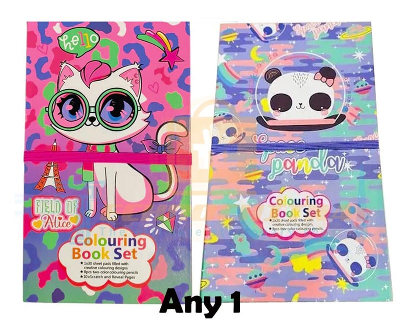 TECHNOCHITRA®Funny Cartoon Printed Coloring Kit with Coloring Book and Scratch Book for Kids - Image 2