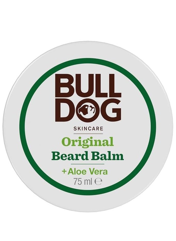 BULLDOG Bull Dog Original Beard Balm For Men, Contains aloe vera, camelina oil, and green tea, Fast Absorbing, Reduces Itch, Healthy Nourishing Conditioning Soft Beard, Regular Use, 75 ML- Gifting Essentials