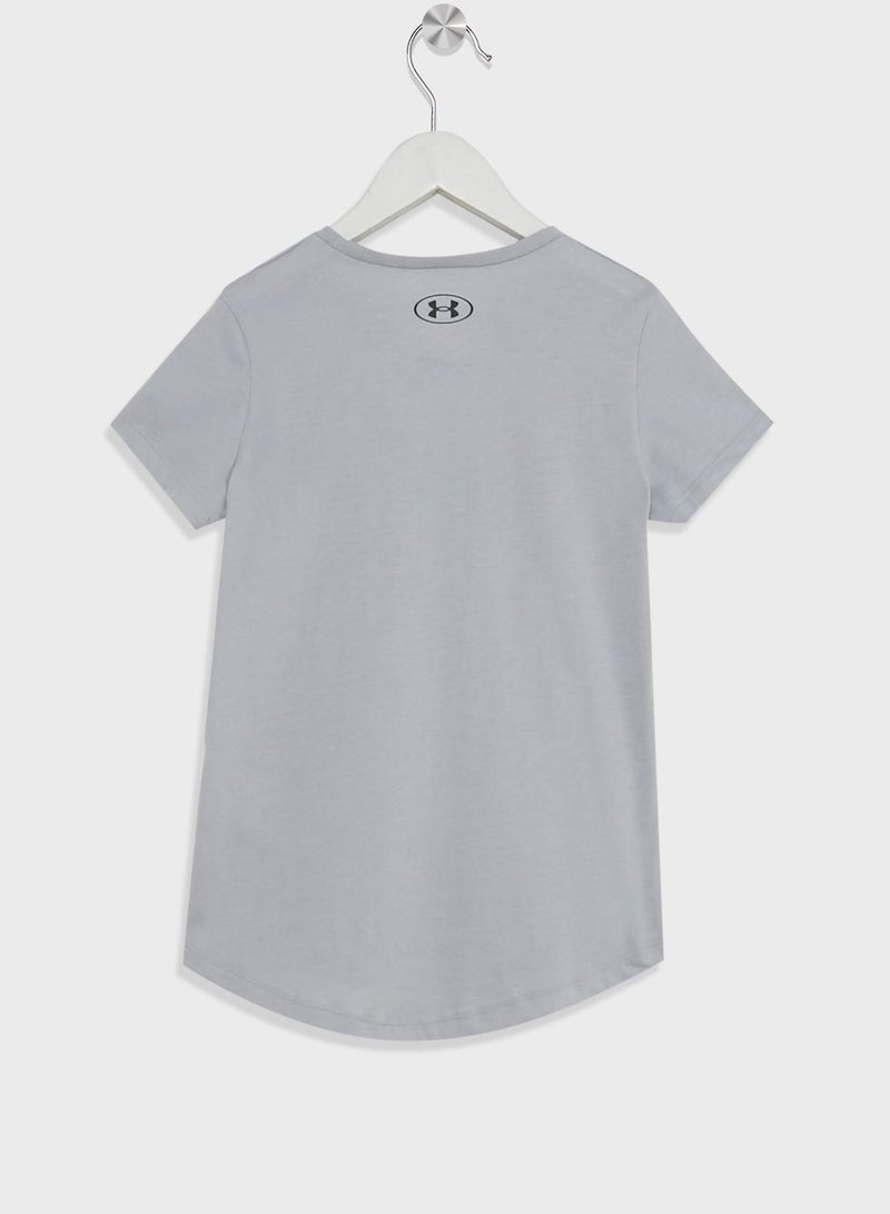 اندر ارمر تيشيرت بأكمام قصيرة بنمط كتل ألوان للبنات - Image 2