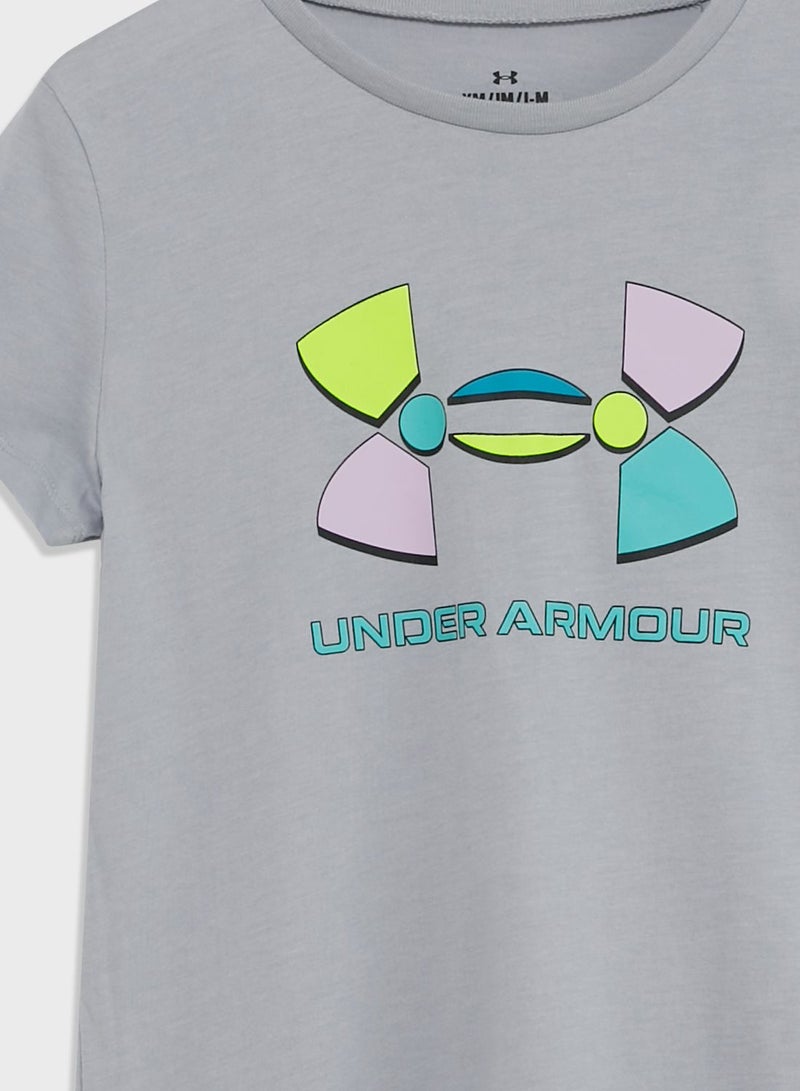 اندر ارمر تيشيرت بأكمام قصيرة بنمط كتل ألوان للبنات - Image 3