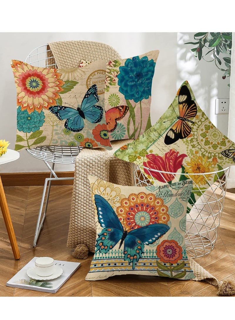 Excefore Throw Pillow Covers, 18x18 inch, Farmhouse Throw Pillow Covers, Decorative Pillow Covers, Square Pillowcase for Bed Sofa Chair Car Bedroom Home Boho Farmhouse Decor Set of 4 - Image 4