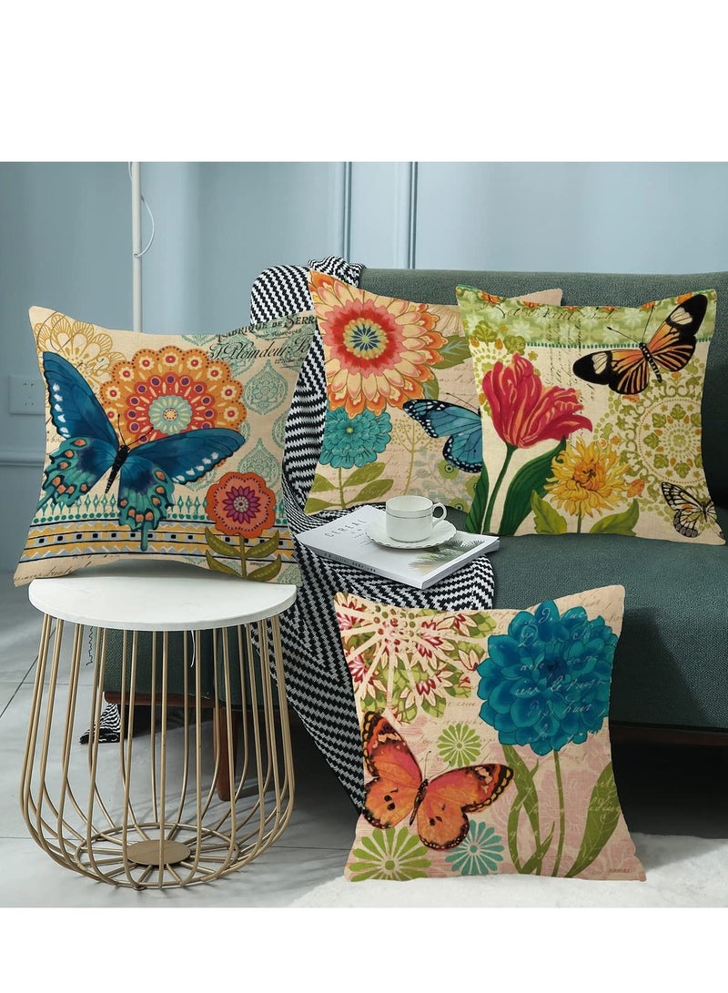 Excefore Throw Pillow Covers, 18x18 inch, Farmhouse Throw Pillow Covers, Decorative Pillow Covers, Square Pillowcase for Bed Sofa Chair Car Bedroom Home Boho Farmhouse Decor Set of 4 - Image 3