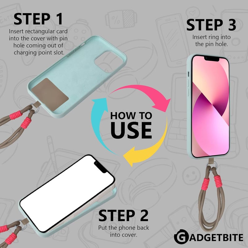 GadgetBite Phone Lanyard for iPhone Sling Hanging Chain Wrist Rope Multipurpose Hand Wrist Strap Cord Universal Anti-Lost Lanyard for Mobile Secure and Stylish - Beige and Neon Pink - Image 3