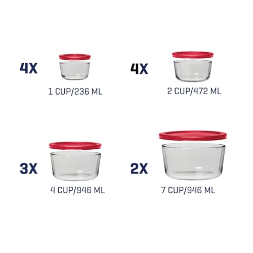 Anchor Hocking 26 Piece Glass Storage Containers with Lids (13 Glass Food Storage Containers & 13 Red SnugFit Lids) - Image 5