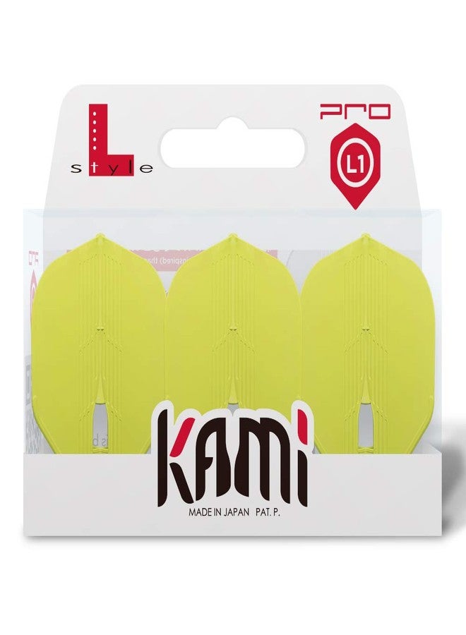 LSTYLE Dart Flights L1 PRO Kami Neon Yellow | Ultra Flexible | Set of 3 | for Soft & Steel Tip Darts - Image 1