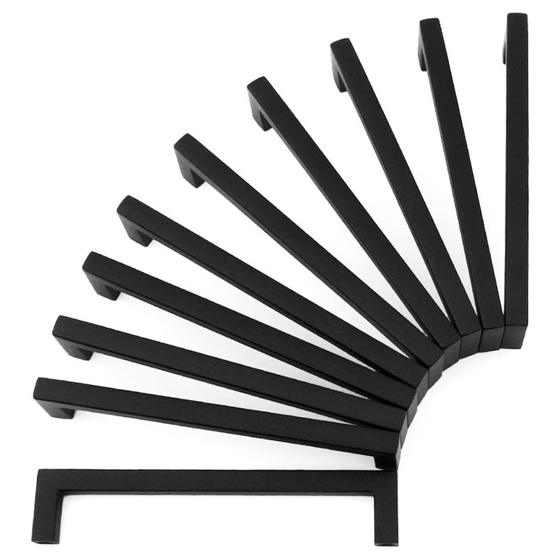 KOOFIZO Solid Square Bar Cabinet Handle Black Furniture Pull 5 Inch128mm Screwhole Distance 10Pack for Kitchen Cupboard Door Bedroom Dresser Drawer Bathroom Wardrobe Hardware