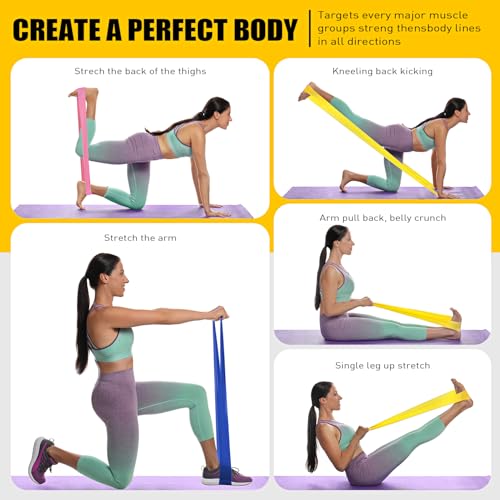 HPYGN Exercise Band, 5.9ft Resistance Bands Fitness for Home Gym, Long Stretch Bands for Workout, Strength Training, Yoga, Pilates, Physical Therapy - Image 5