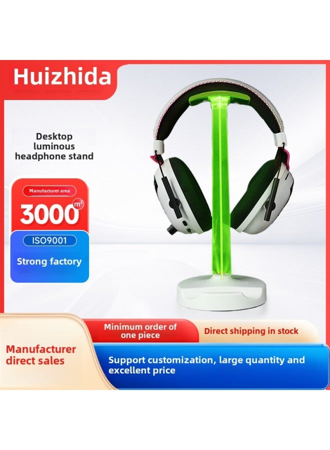 Simple Multi-function Earphone Holder Transparent Light-emitting Mobile Phone Holder 2-in -1 E-sports LED Display Rack Storage Rack-Color:Black-Style:Table Type