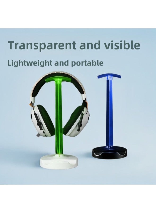 Simple Multi-function Earphone Holder Transparent Light-emitting Mobile Phone Holder 2-in -1 E-sports LED Display Rack Storage Rack-Color:Black-Style:Table Type