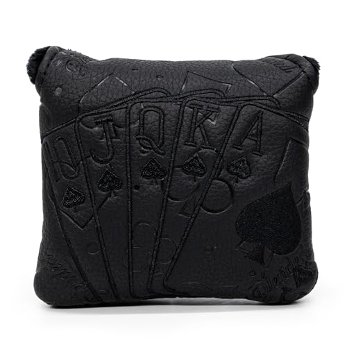 BAIRBRE Golf Putter Covers Black Poker Mallet Putter Headcovers Blade Putter Cover Golf Headcover Leather Golf Club Covers with Magnetic Closure for Most Brand (for Mallet Putter 1) - Image 1