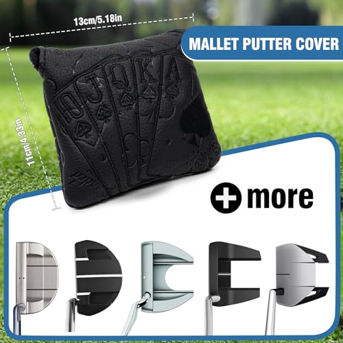 BAIRBRE Golf Putter Covers Black Poker Mallet Putter Headcovers Blade Putter Cover Golf Headcover Leather Golf Club Covers with Magnetic Closure for Most Brand (for Mallet Putter 1) - Image 5