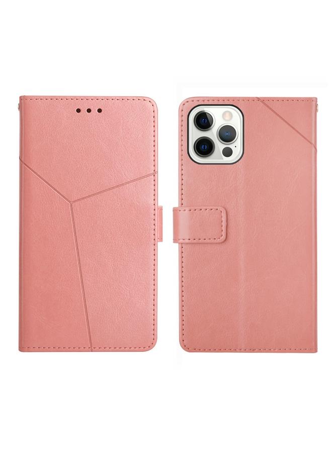 اس-توب جراب هاتف iPhone 14 Pro مصنوع من الجلد بتصميم أفقي مع خياطة Y - Image 1