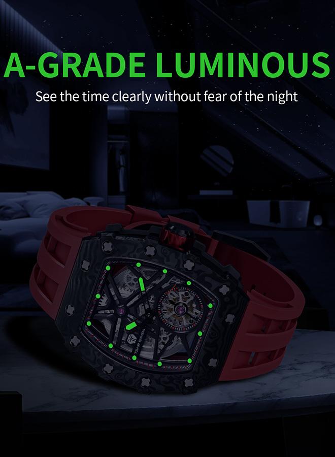 TSAR BOMBA Elemental Series 43mm Automatic Men's Watch with Red Premium Rubber Strap - Image 5