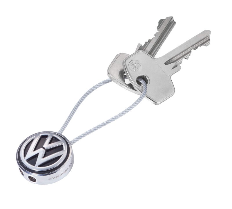Troika VW LOOP VOLKSWAGEN Logo Keyring - Wire Loop - Enamel Cast Metal - Chrome Plated - Black, Silver, silver, 70 x 27 x 12 mm, Modern, Silver, 70 x 27 x 12 mm, Modern - Image 1