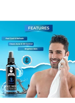 MUUCHSTAC Muuchstac Ocean Face Wash for Men | Fight Acne & Pimples, Brighten Skin, Clears Dirt, Oil Control, Refreshing Feel - Multi-Action Formula (100 ml)  - Image 2