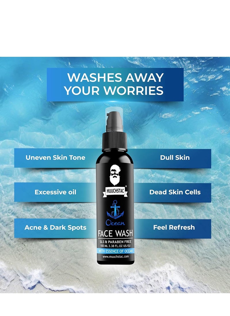 MUUCHSTAC Muuchstac Ocean Face Wash for Men | Fight Acne & Pimples, Brighten Skin, Clears Dirt, Oil Control, Refreshing Feel - Multi-Action Formula (100 ml)  - Image 4