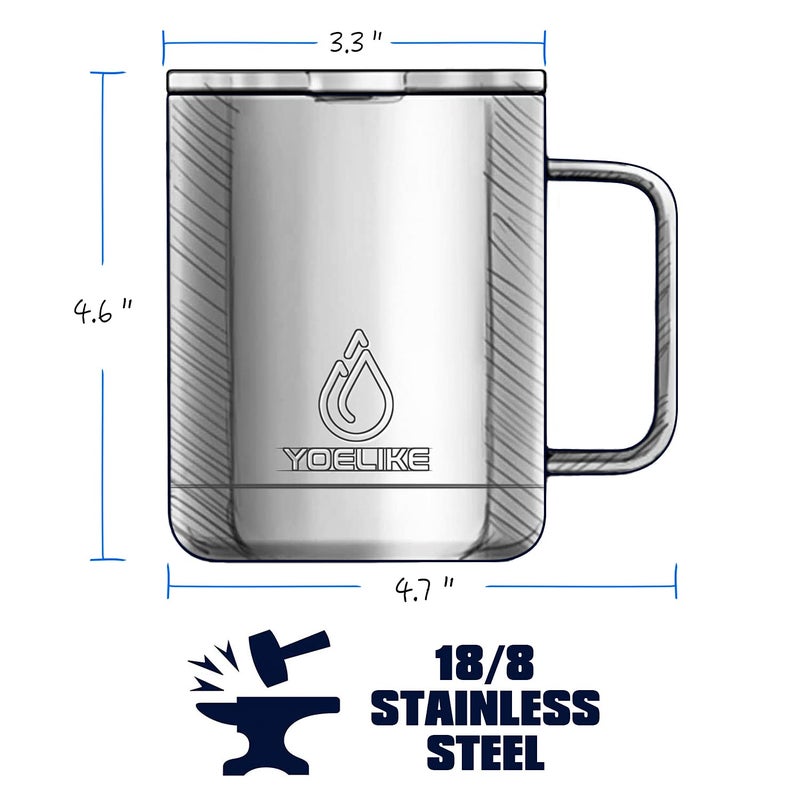 yoelike yoelike 14oz Travel Mug with Handle and Lid  Stainless Steel  Dishwasher Safe  Powder Coated  Vacuum Insulated Coffee Mug  Camping Mug  Keep Hot/Cold Longer Coffee Tumbler Cup Purple - Image 4