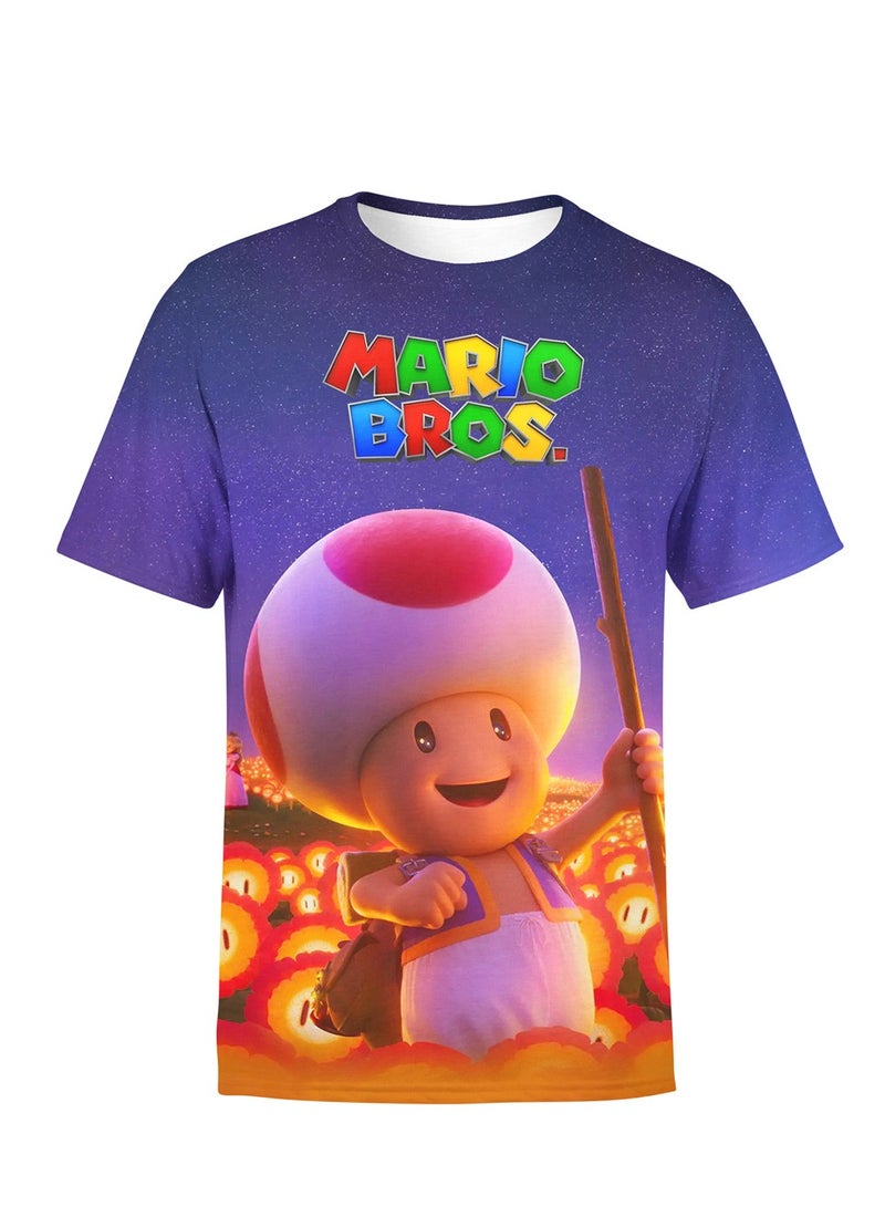 Cartoon Super Mario Brothers trendy T-shirt 3D digital printing personalized breathable T-shirt - Image 1