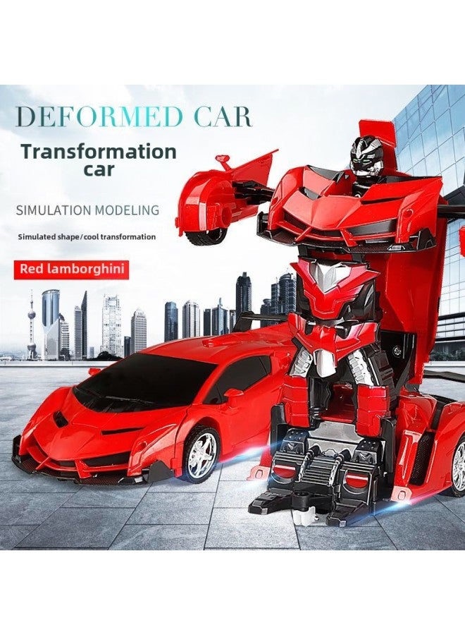 Deformation Remote Control Car One-button Remote Control Deformation Car Electric Diamond Deformation Robot Boy Children Toy Car-Color:Blue Cloth ]-Proportion:1:18  - Image 5