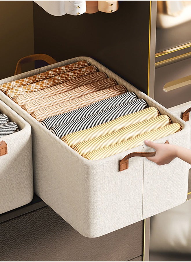 Generic Closet Organizers Storage Bins, Shelves Baskets for Organizing, Fabric Closet Organizers with Handles, Metal Frame, Beige, 2-Pack  - Image 2