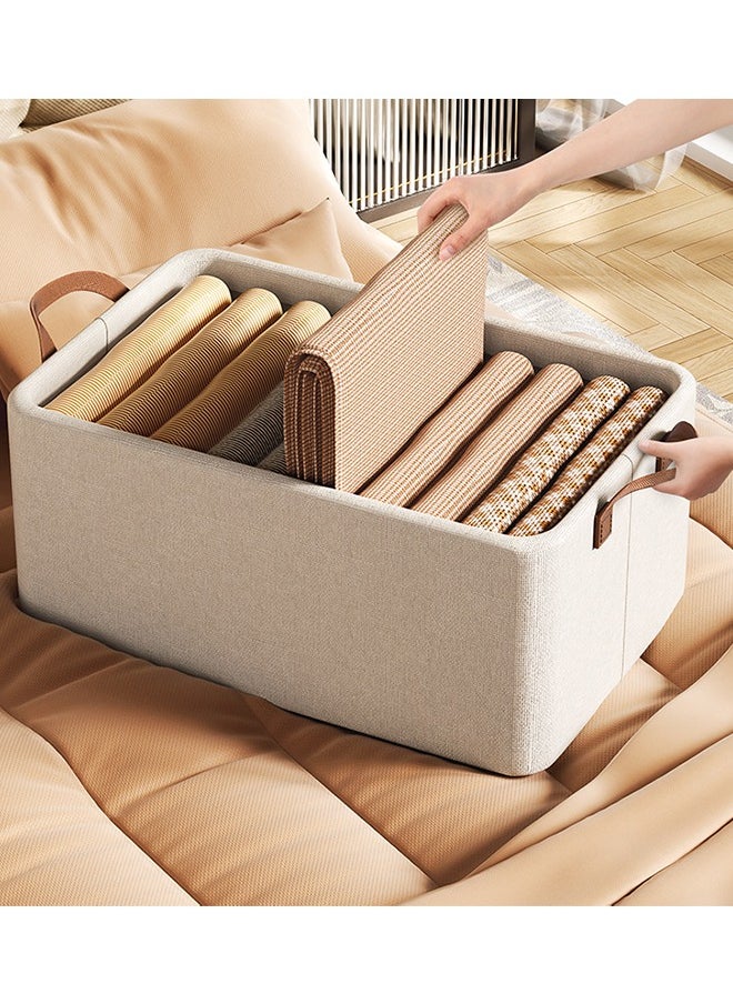 Generic Closet Organizers Storage Bins, Shelves Baskets for Organizing, Fabric Closet Organizers with Handles, Metal Frame, Beige, 2-Pack  - Image 4