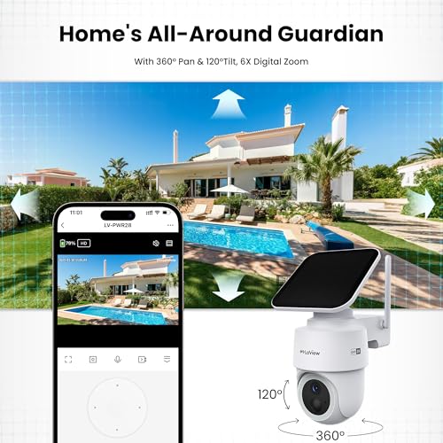 LaView 2K 3MP Solar Security Cameras Wireless Outdoor, Cameras for Home Security, 360° Pan & Tilt Rechargeable Battery Outdoor Camera, IP65, Color Night Vision, Two-Way Audio, Work with Alexa(2 Pack) - Image 2