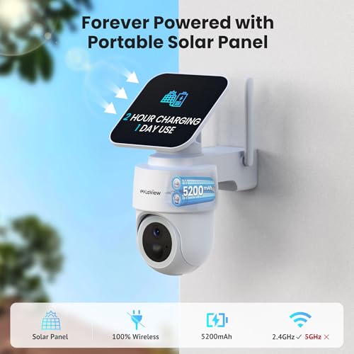 LaView 2K 3MP Solar Security Cameras Wireless Outdoor, Cameras for Home Security, 360° Pan & Tilt Rechargeable Battery Outdoor Camera, IP65, Color Night Vision, Two-Way Audio, Work with Alexa(2 Pack) - Image 4