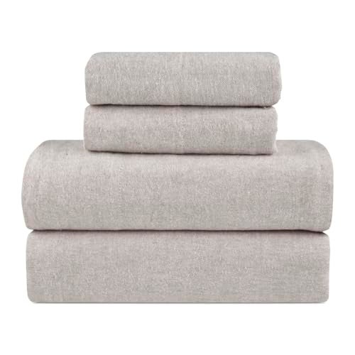 Lodge & Linen Flannel Sheets Queen Size Rich Cotton -High GSM Flannel Bed Sheet Deep Pockets - Warm & Cozy Flannel Sheet Set for All Seasons (Paloma) - Image 1