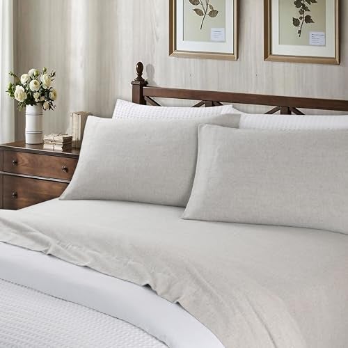 Lodge & Linen Flannel Sheets Queen Size Rich Cotton -High GSM Flannel Bed Sheet Deep Pockets - Warm & Cozy Flannel Sheet Set for All Seasons (Paloma) - Image 4