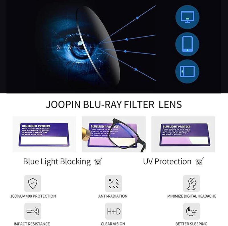 Joopin Blue Light Glasses Computer UV Blocking Filter Eyeglasses Frame - Image 5
