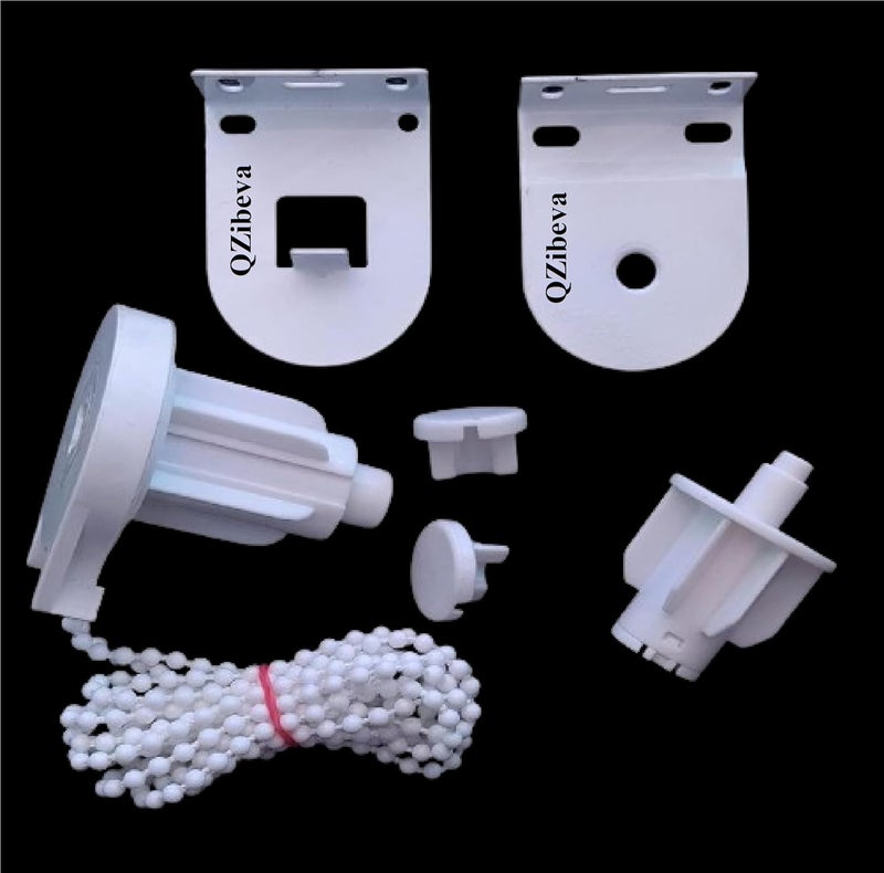 QZibeva QZIBEVA 1 Set Roller Blinds Holder and Mechanism Hardware Pack 2 Pcs Bracket1 Pcs Male 1 Pcs Female Control Unit Bead Chain 2 Pcs End Cap of Bottom Rods Item Code_ROB10  - Image 1