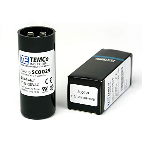 TEMCo Industrial TEMCo 378-454 uF MFD CD60 Start Capacitor 110-125V AC Round | 50/60 Hz Motor Start Capacitor for HVAC, Compressor, Pump - Image 1