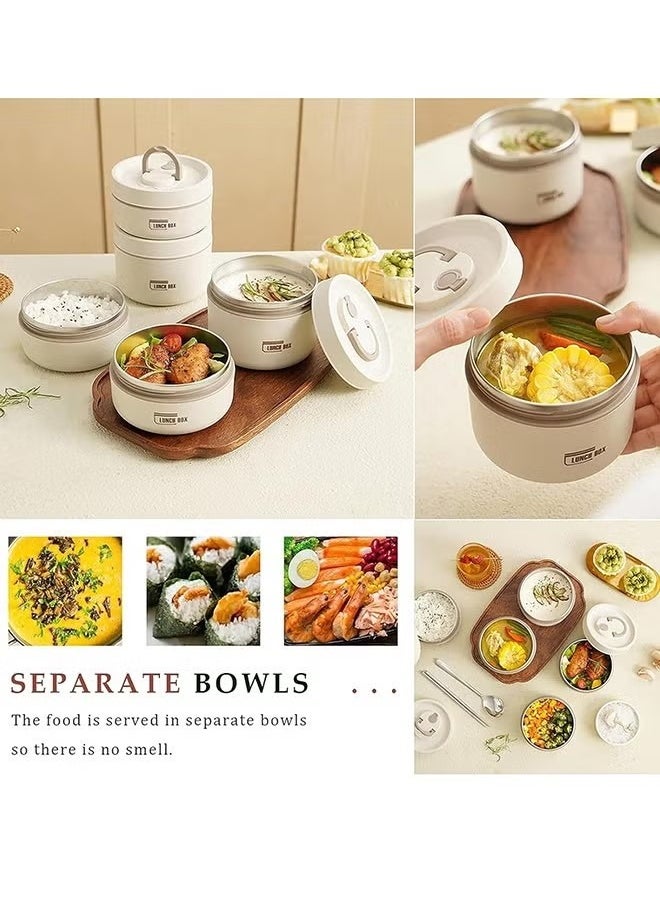 Set of 4 Bento Insulated Lunch Boxes With Thermal Bag
