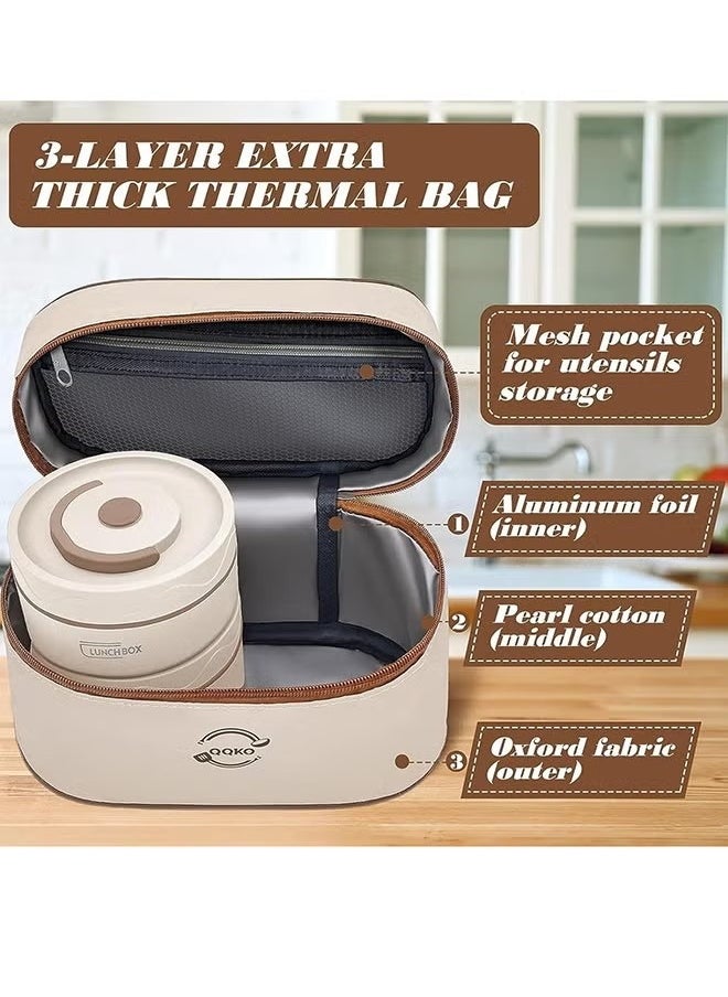 Set of 4 Bento Insulated Lunch Boxes With Thermal Bag