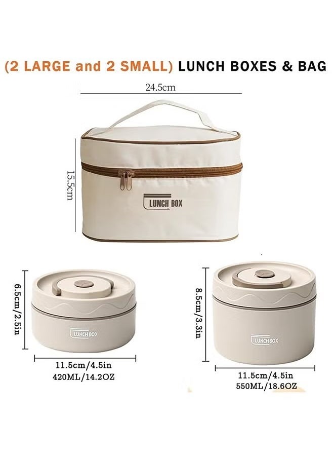 Set of 4 Bento Insulated Lunch Boxes With Thermal Bag