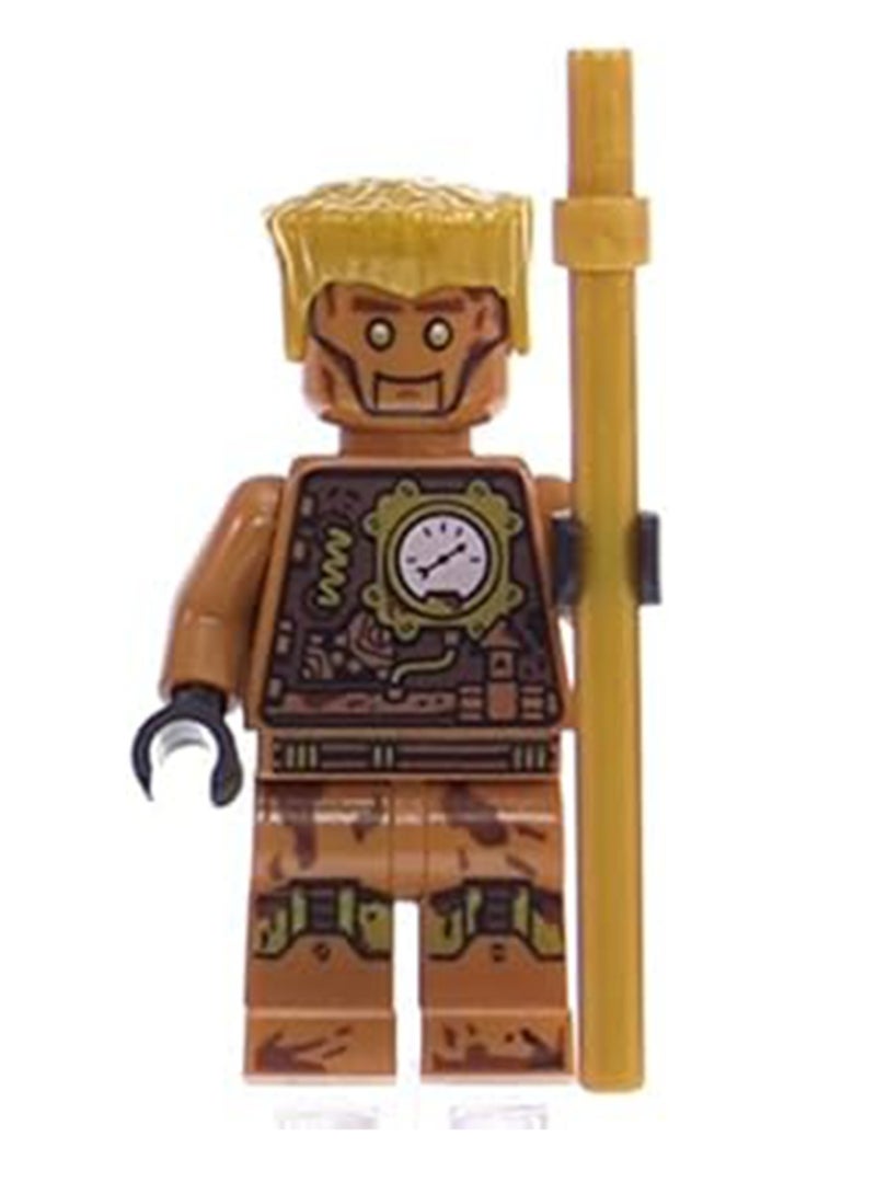 Mini Ninja Robot Action Figure (with Golden Staff) Desktop Ornament - Image 1