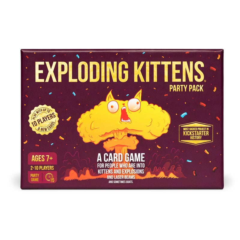 Exploding Kittens LLC Exploding Kittens Party Pack - 2-10 Players - Ages 7+ - 15 Minutes to Play - Party-Sized High-Stakes Card Game, Ideal for Party, Family Game Night, Fun for Kids and Adults - Image 1